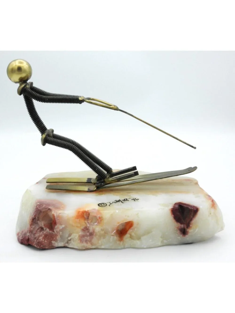 DeMott Sculpture Figure Water Skier Signed 1976